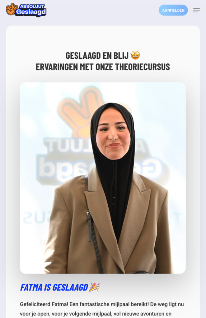 tabitabi creative marketing agency, website, social, branding voor Absoluut Geslaagd in Amsterdam auto theorie cursus